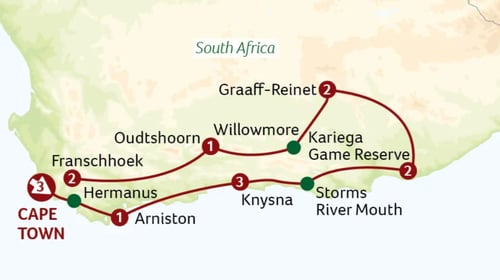 Southern South Africa Contrasts itinerary