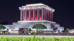 Ho Chi Minh Mausoleum in Hanoi at Night , Vietnam