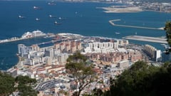Gibraltar with cruise ship at pier 