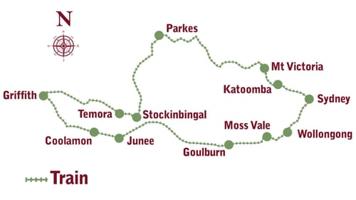 Riverina Rail Tour Map 