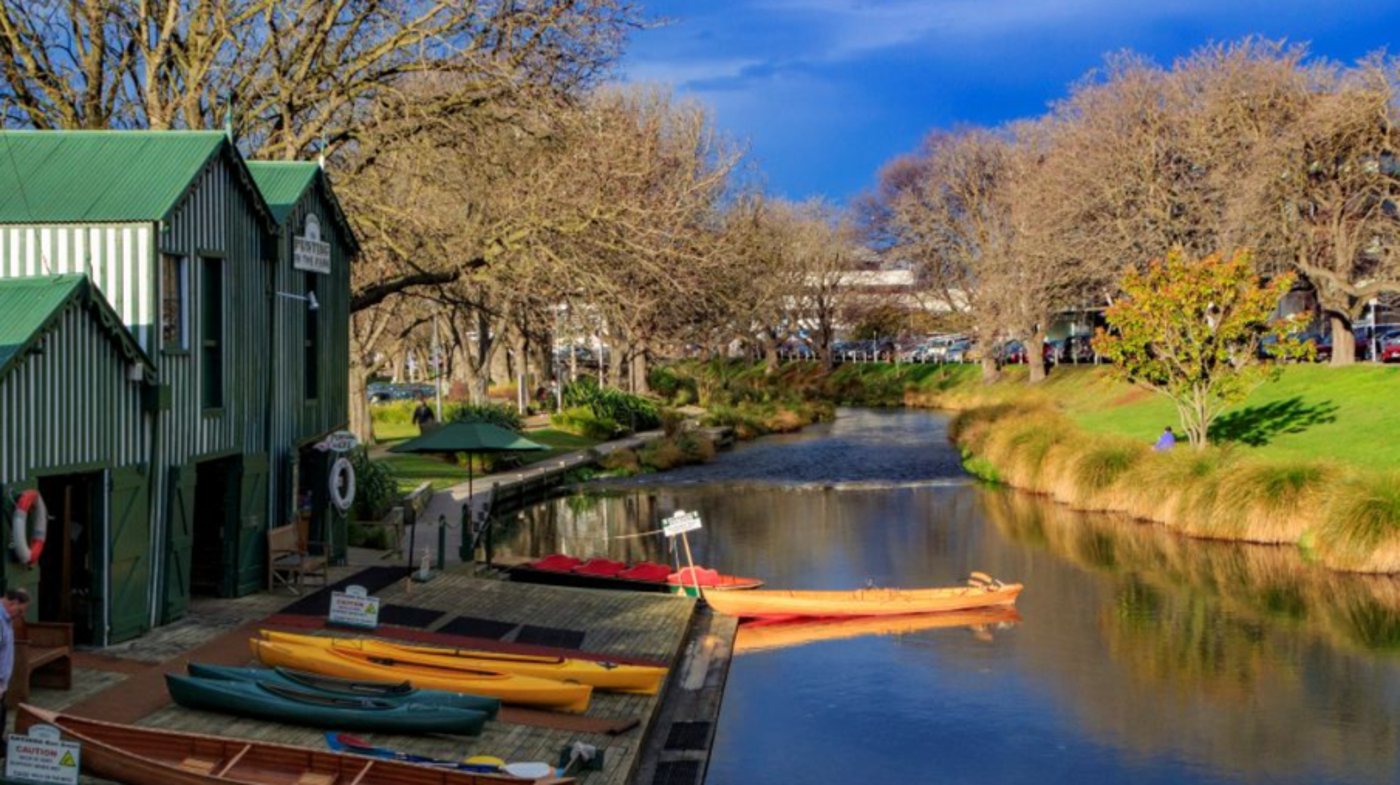 Panoramic View of Houses by Lake, Christchurch 