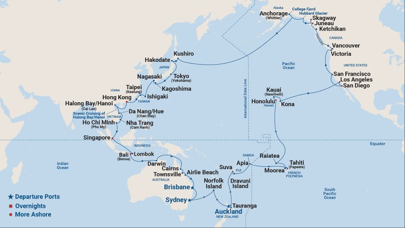 Circle Pacific Cruise Map 2028