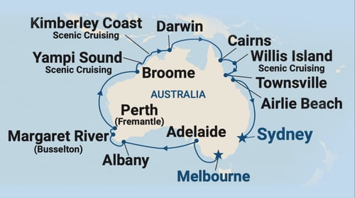 Melbourne-Sydney cruise map