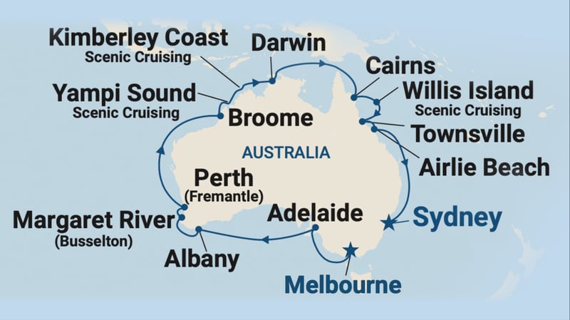 Melbourne-Sydney cruise map
