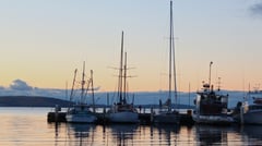 Hobart - Sunrise over Harbour, Tasmania, Australia