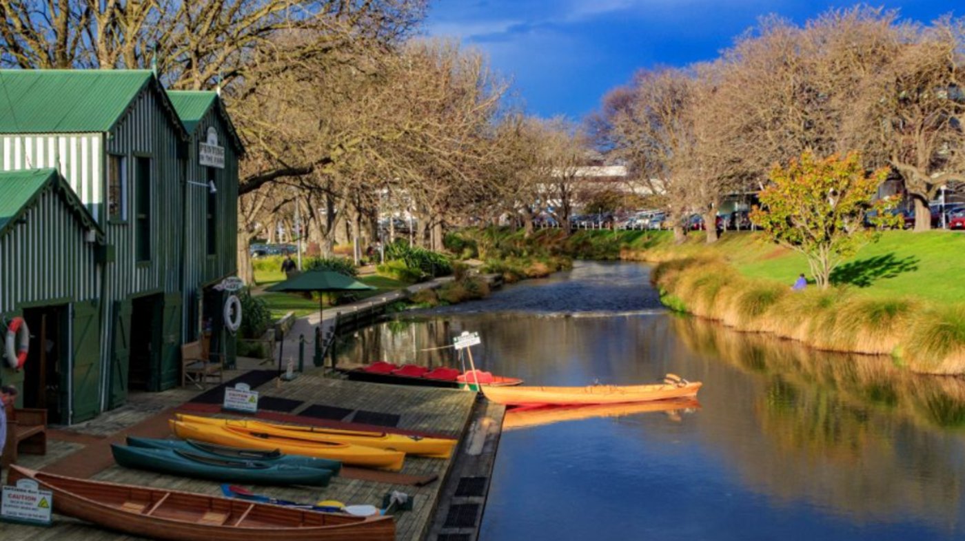 Panoramic View of Houses by Lake, Christchurch 