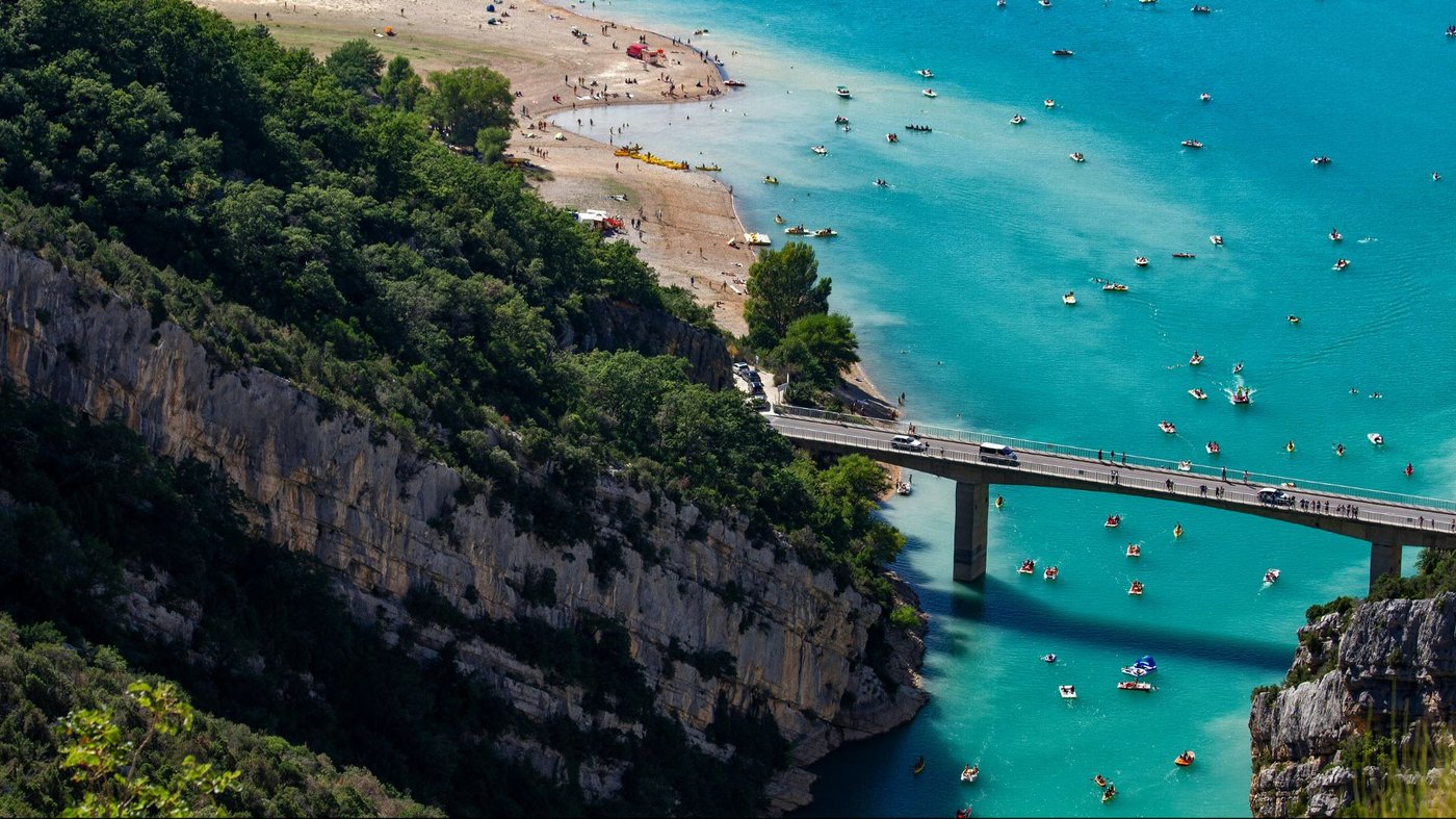 Pont de Galetas bridge in the Verdon Gorge region of Provence, France