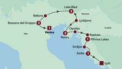 Tour Map - Adriatic Discovery: Northern Italy, Slovenia and Croatia